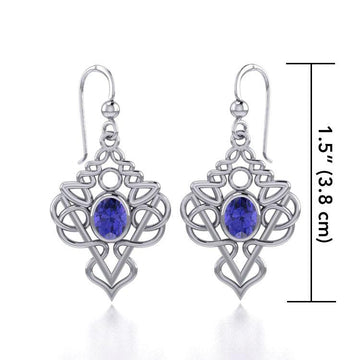 True Celtic pride ~ Sterling Silver Jewelry Scottish Thistle Hook Earrings with a Sparkling Gemstone TE593 - Jewelry